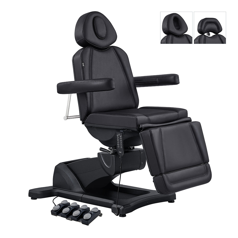 DIR Pavo FACIAL Beauty Bed & Chair in Black, 4-motor electric, ideal for estheticians.
