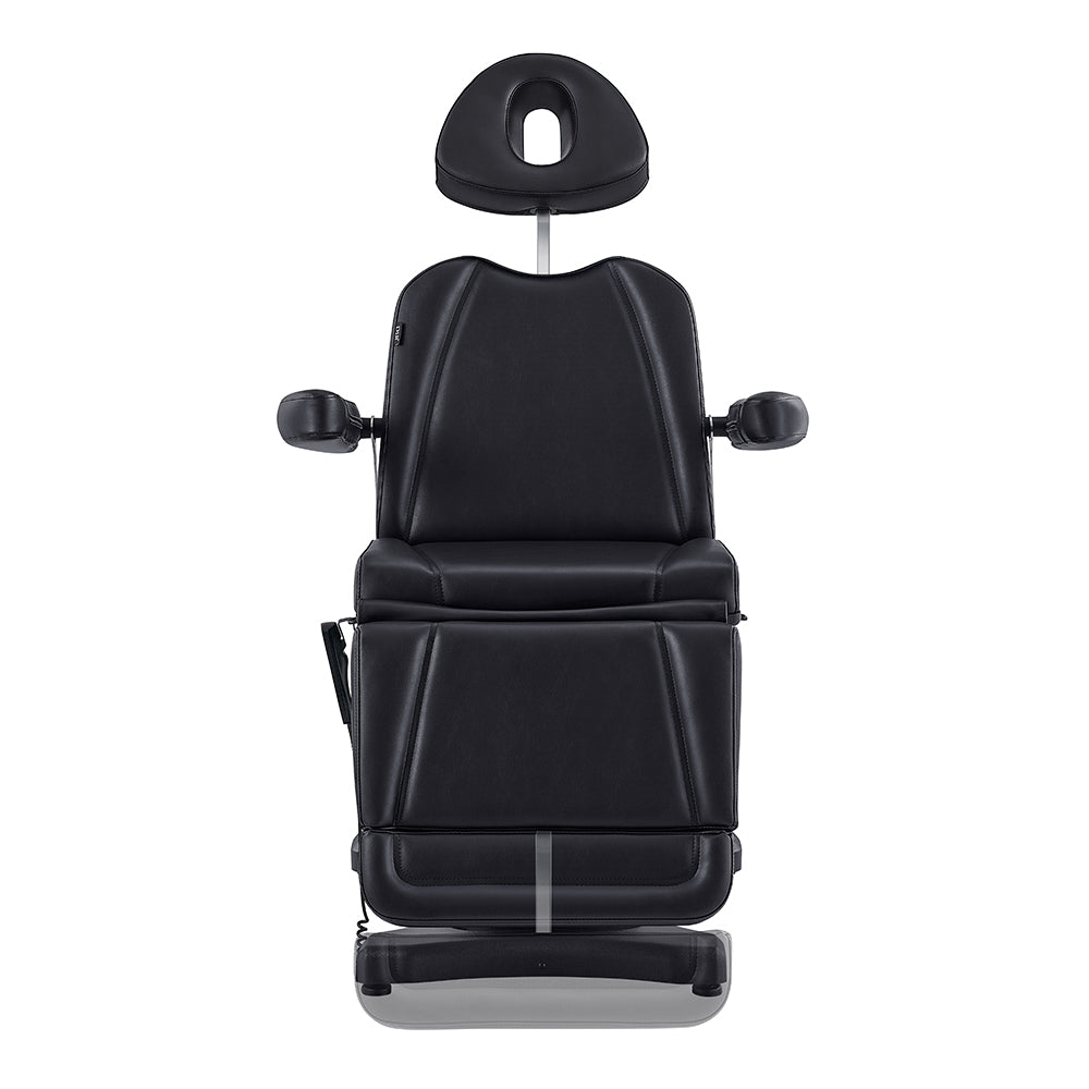 Pavo FACIAL Beauty Bed & Chair in Black by DIR, full electrical with 4 motors, top view.