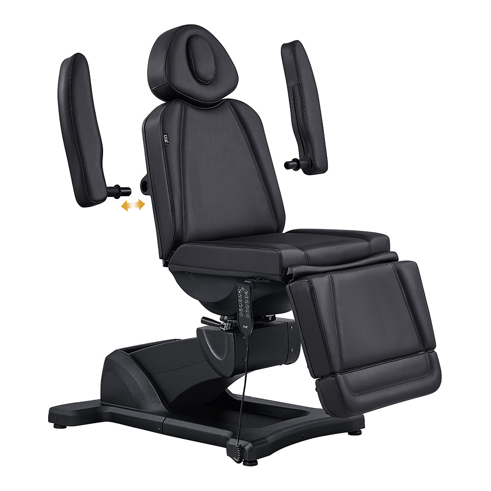 DIR Pavo FACIAL Beauty Bed & Chair in Black—fully electric with 4 motors and reclining backrest.
