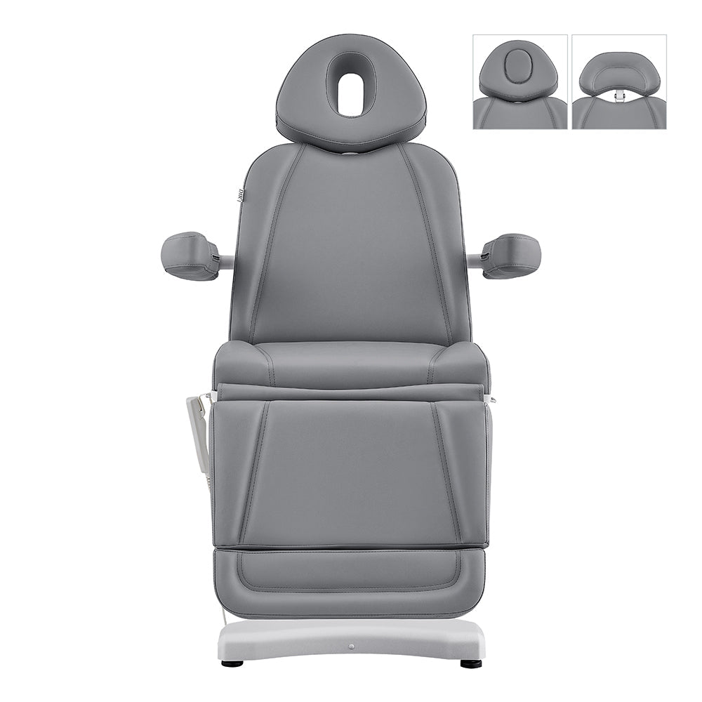 Pavo FACIAL Beauty Bed & Chair in Gray by DIR—fully electric with 4 motors.