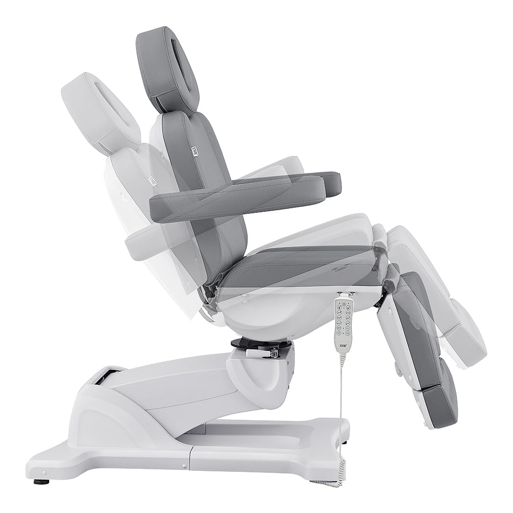 Pavo FACIAL Beauty Bed & Chair by DIR: electric, 4 motors, gray, remote recline control.