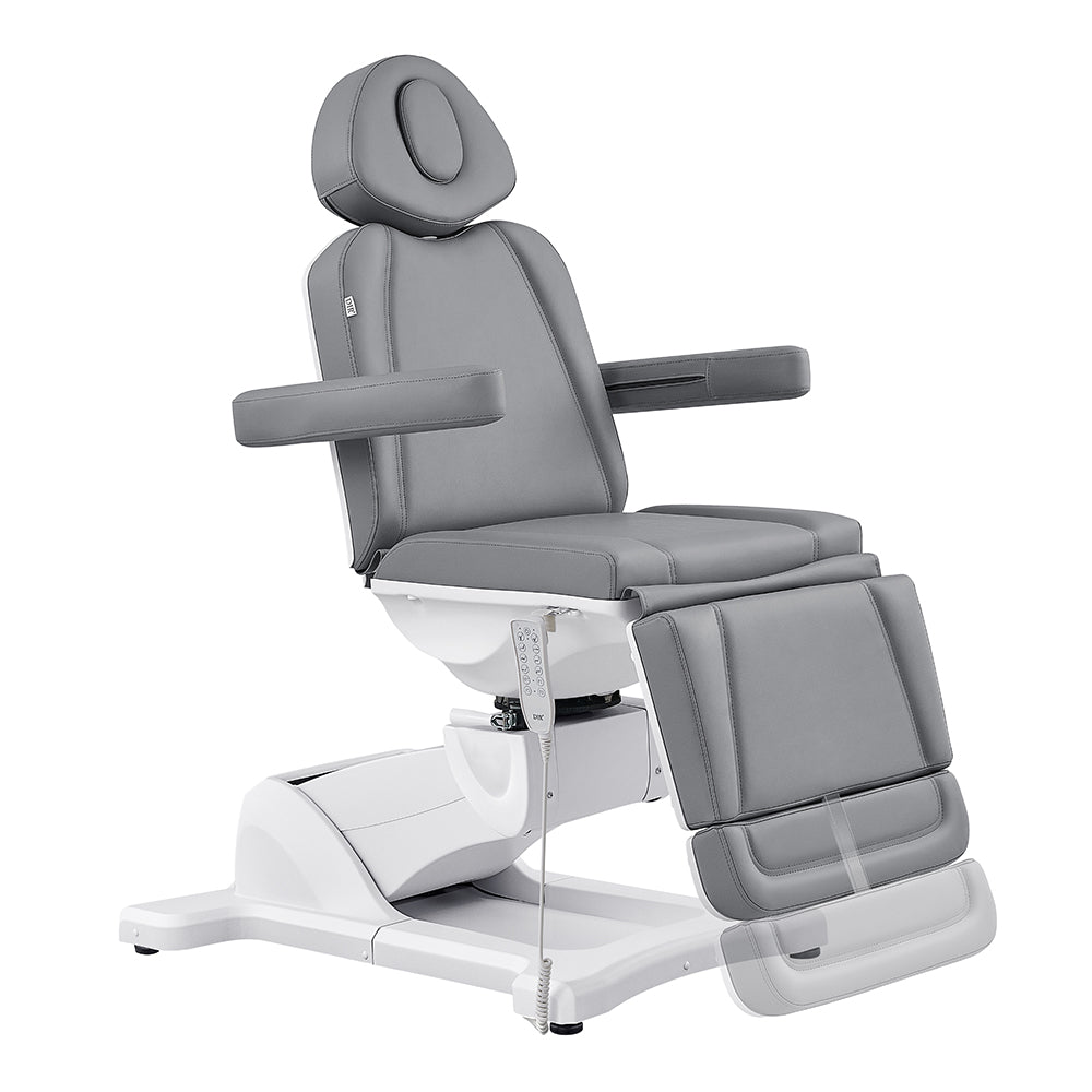 DIR Pavo FACIAL Beauty Bed & Chair in gray, fully electric with 4 motors and armrests.