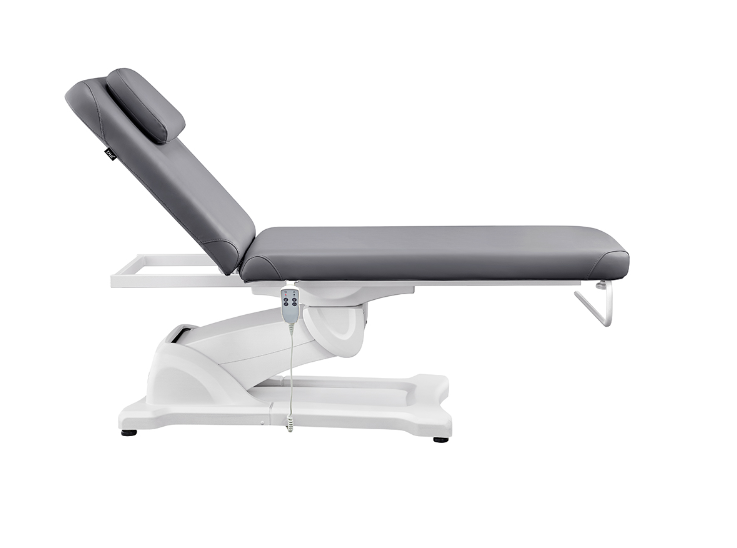 Serenity Electric Treatment Table DIR by DIR features a gray cushion, ideal for spa treatments.