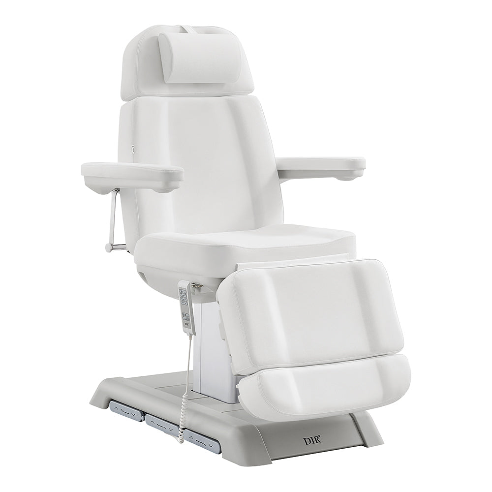 White Sydney Medical Chair – 4 Motors with Foot Remote & Hand Remote DIR on a white background