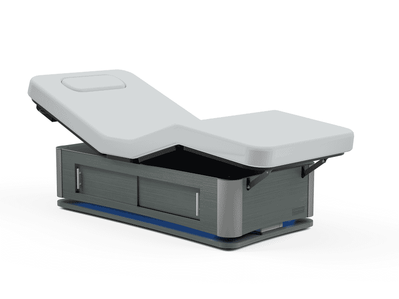 Oakworks Spa TALISE Master's Collection Table features raised headrest & built-in storage.
