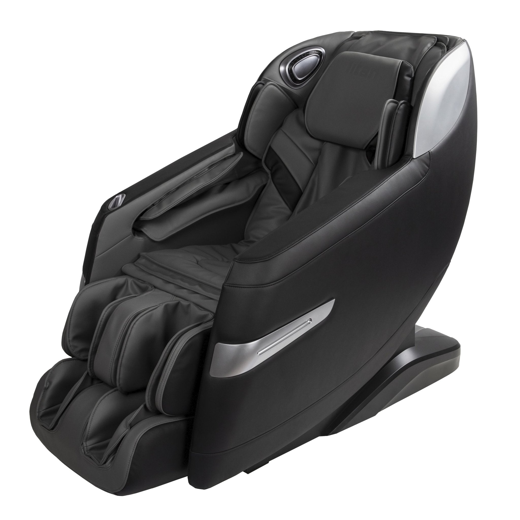 Titan 3D Quantum black massage chair by Titan, modern design, front view shown.