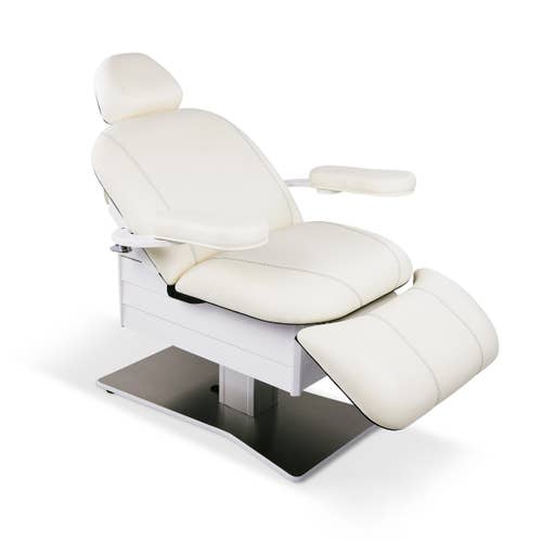 Living Earth Crafts Tribeca All-in-One Medi-Spa Chair with armrests and padded metal base.