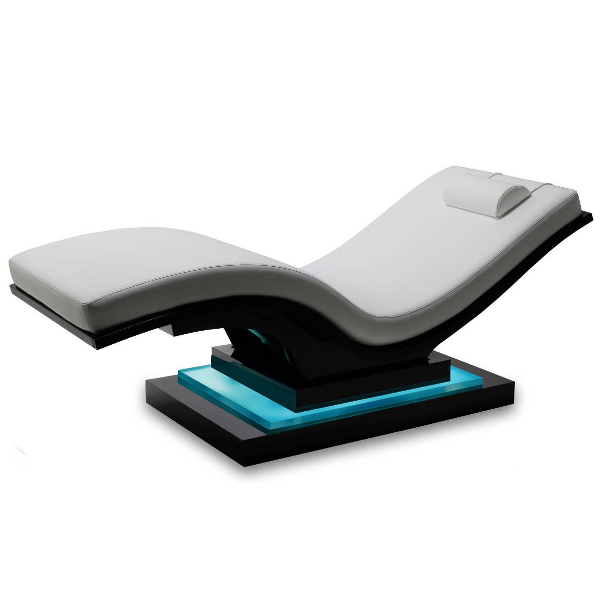 Living Earth Crafts WAVE RESET Lounger with IceBlock™ Chromatherapy base and curved design.