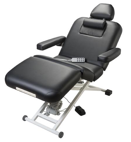 Nirvana Salon Top Electric Massage Table with armrests, headrest, and sturdy metal frame.