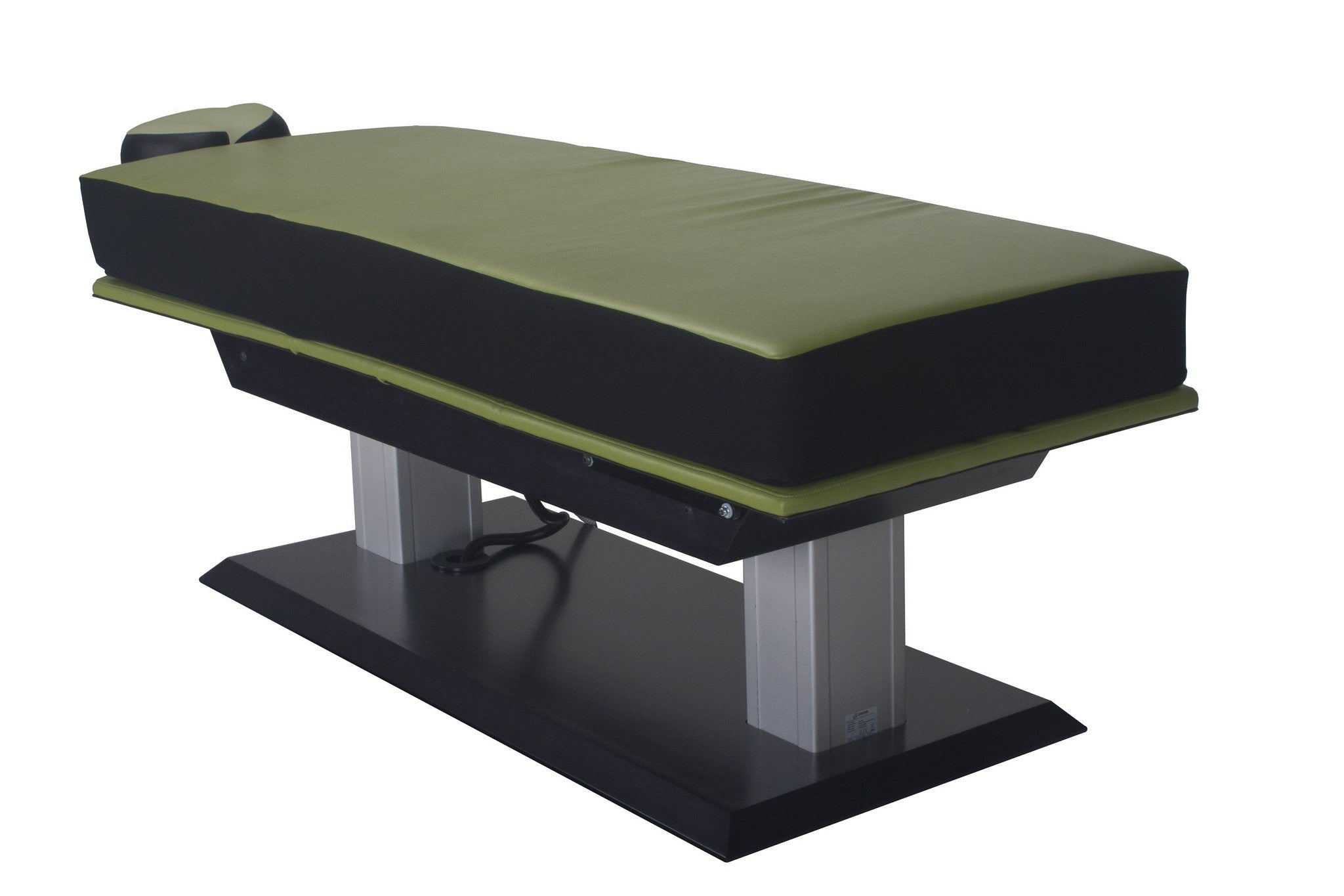 Living Earth Crafts ASPEN GT multipurpose electric lift table in green and black.