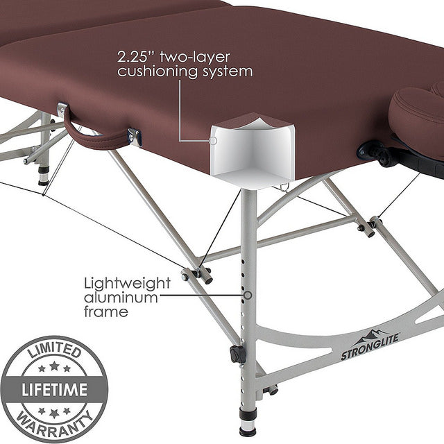 Stronglite VERSALITE Pro brown table, 2.25" cushion, lightweight aluminum frame.