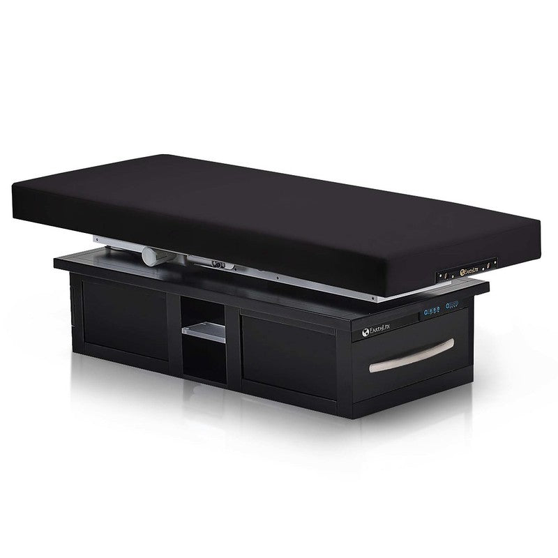 The EarthLite EVEREST ECLIPSE Massage Table has a storage compartment and side control panel.