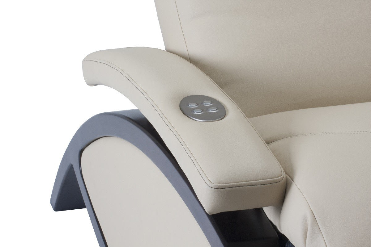 Living Earth Crafts ZG DREAM Lounger with beige armrest and built-in electronic controls.