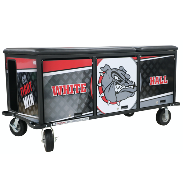 PHS Medical 6' PRO SmartCart with Go Fight Win and White Hall bulldog custom graphics.
