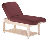 Burgundy Earthlite SEDONA TILT Stationary Massage Table with Shelf Base
