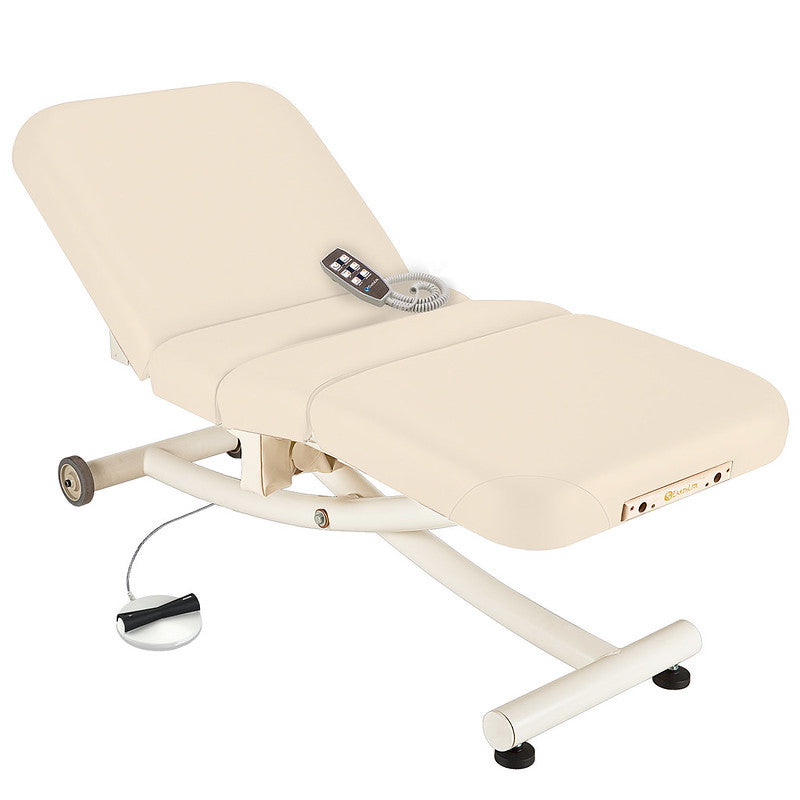 EarthLite Ellora Vista Full Electric Salon Table with headrest, actuator, and remote.