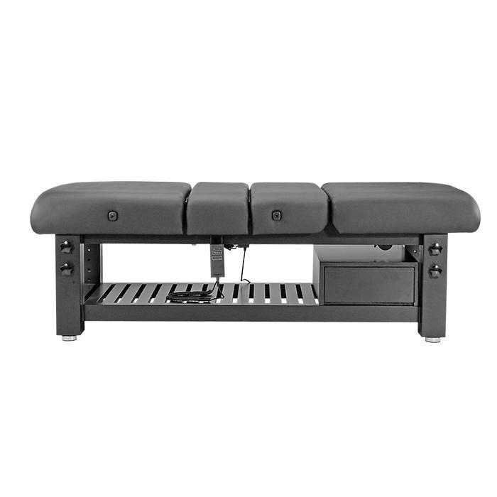 Comfort Soul DENALI ELITE black adjustable spa table with shelf and storage drawer underneath.