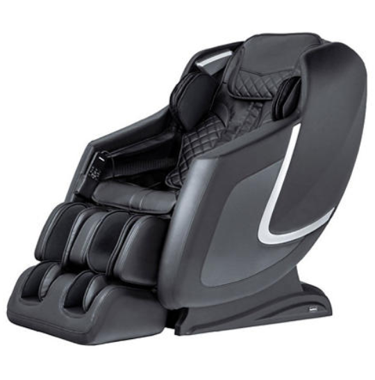 Titan 3D-PRO AMAMEDIC-PRESTIGE massage chair in black/gray with SL-track and control panel.