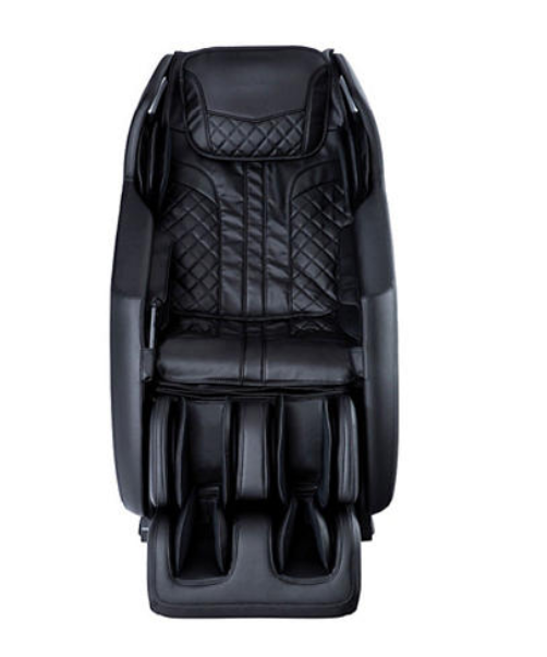 Titan 3D-PRO AMAMEDIC-PRESTIGE black SL-track massage chair with quilted padding, front view.