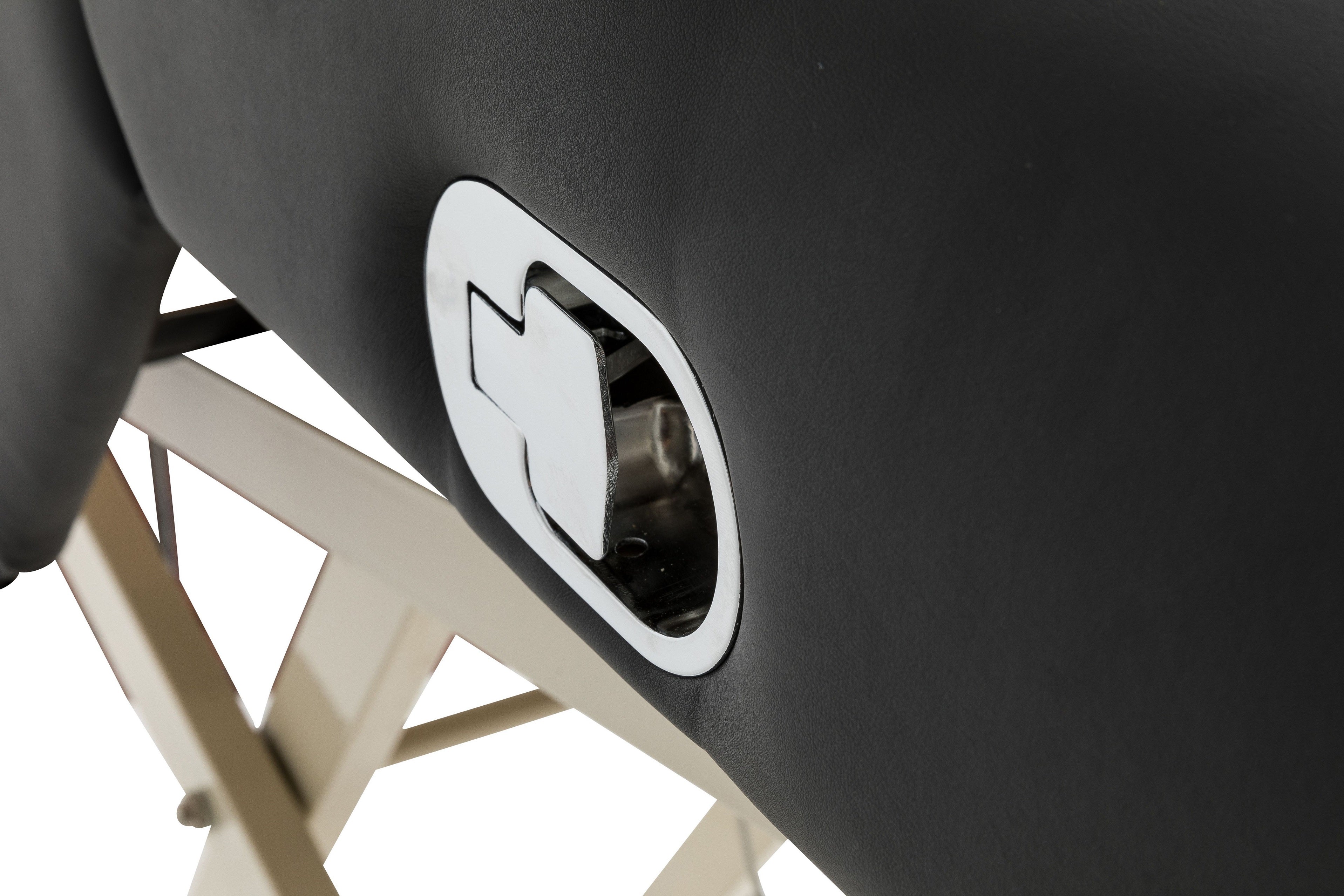 Close-up of the adjustment mechanism on the Sierra Comfort Adjustable Back Rest Electric Lift Table.