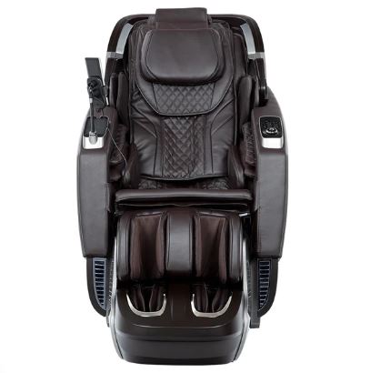 Osaki OS-4D Pro Ekon Plus: dark brown 4D massage chair with padded seat and control panel.