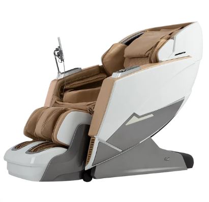 Osaki OS-4D Pro Ekon Plus beige and white massage chair with SL Track, side view.