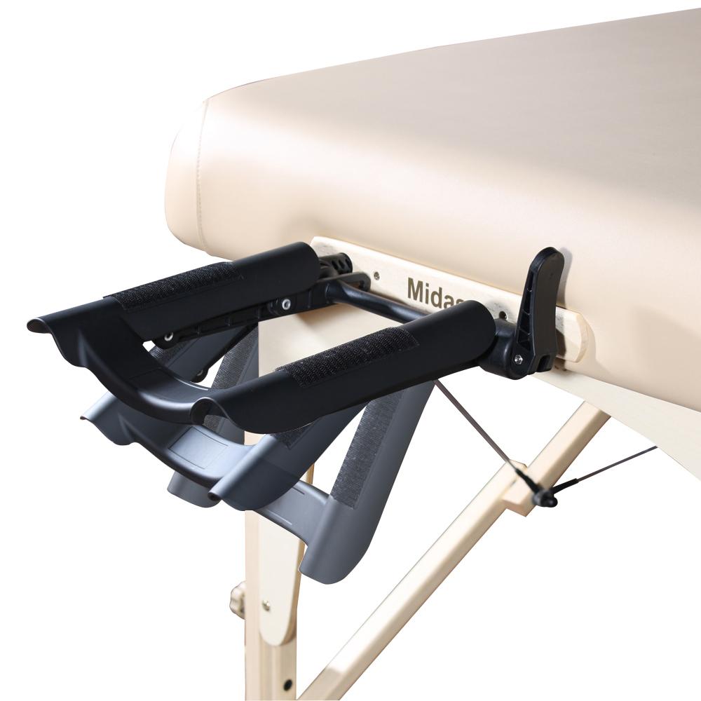 Close-up of the Master Massage CARLYLE LX portable table with adjustable black face cradle.