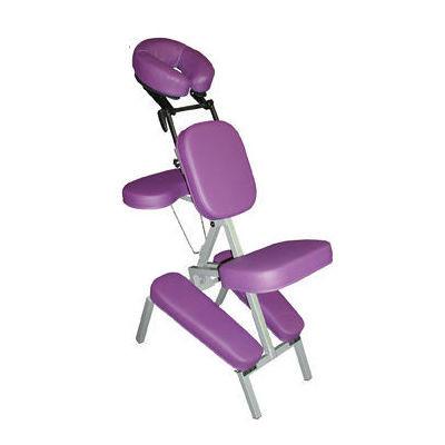 Custom Craftworks MELODY portable massage chair with padded supports, side view.