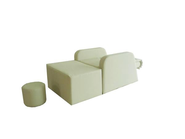 TouchAmerica HARMONY Pedicure Chair: rectangular seat, 2 backrests & ottoman—ideal for pedicures.