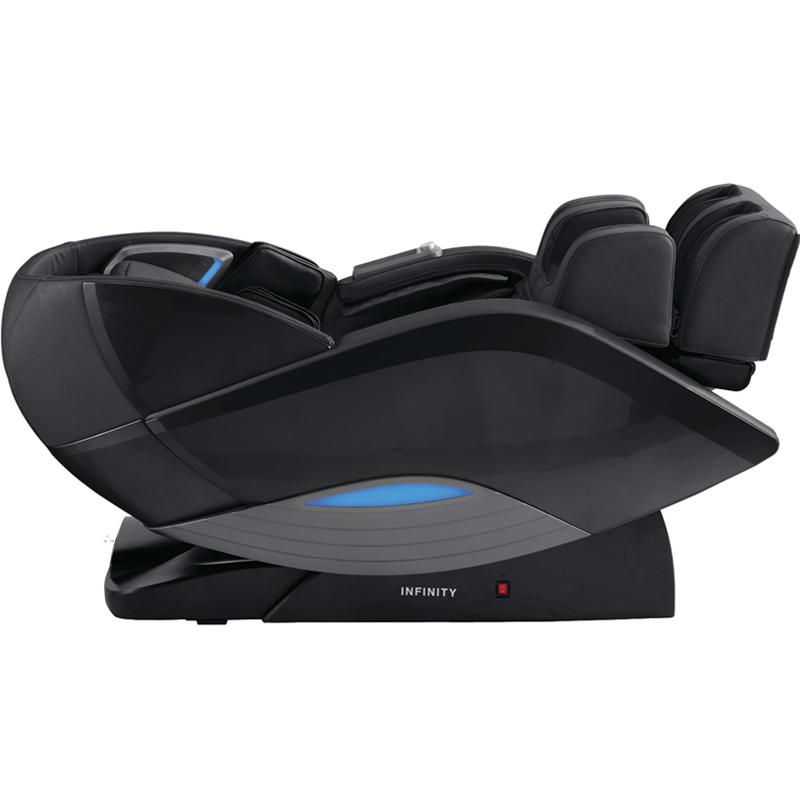 Infinity DYNASTY 4D Massage Chair by Infinity, black, reclines with 4D back massage and footrests.
