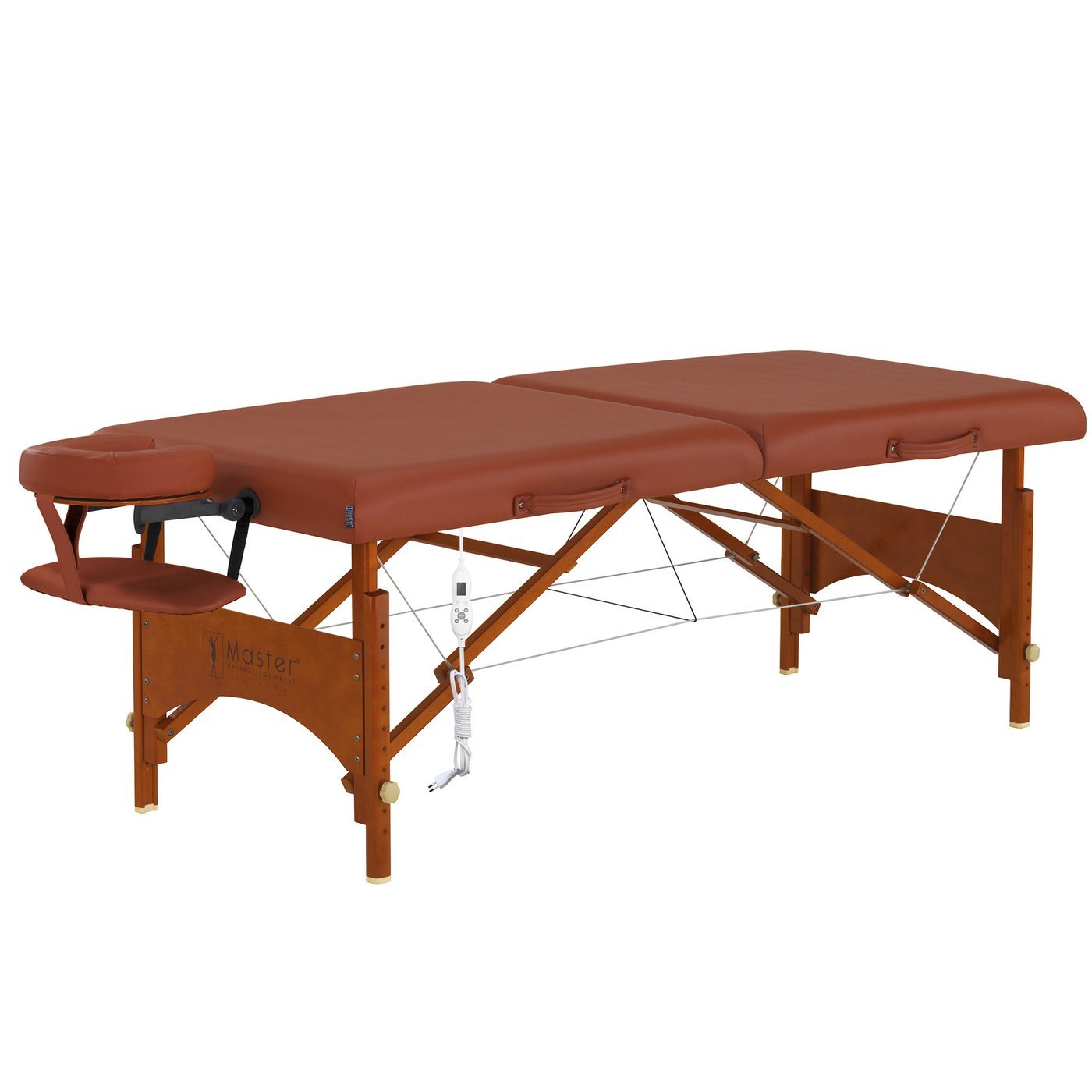 Master Massage FAIRLANE table: portable, Therma-Top warming, headrest extension, brown.