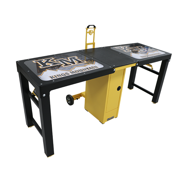 Black/yellow PHS Medical Aluma Elite Portable Workstation with Kings Mountain logo on two sides.