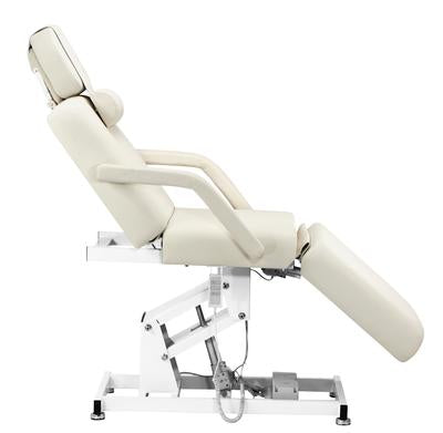 Comfort Soul LUMINA ELITE Electric Lift Table, reclined with ergonomic cushioning, side view.
