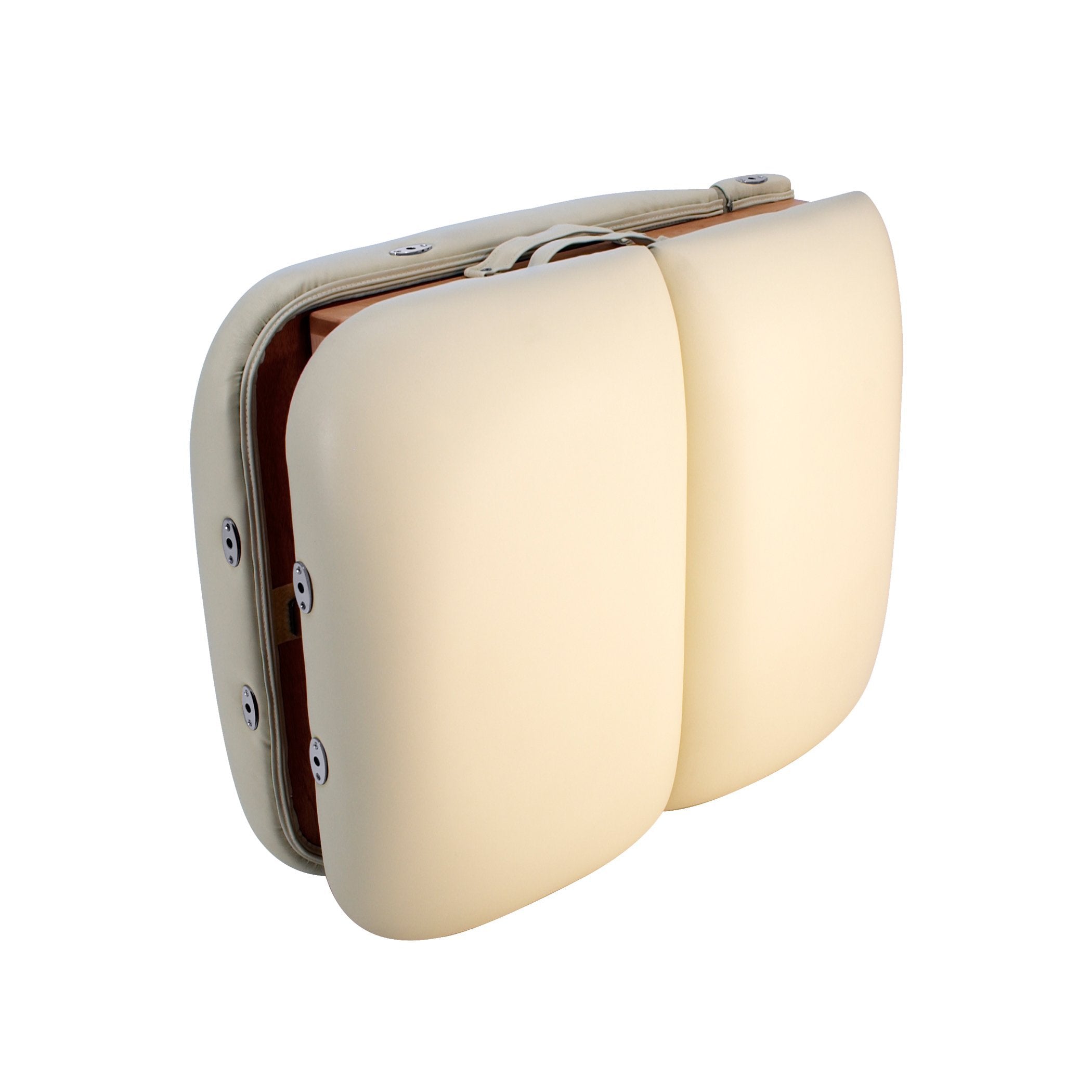 Cream seat cushion for TouchAmerica Portable MULTIPRO Massage Table with curved design.