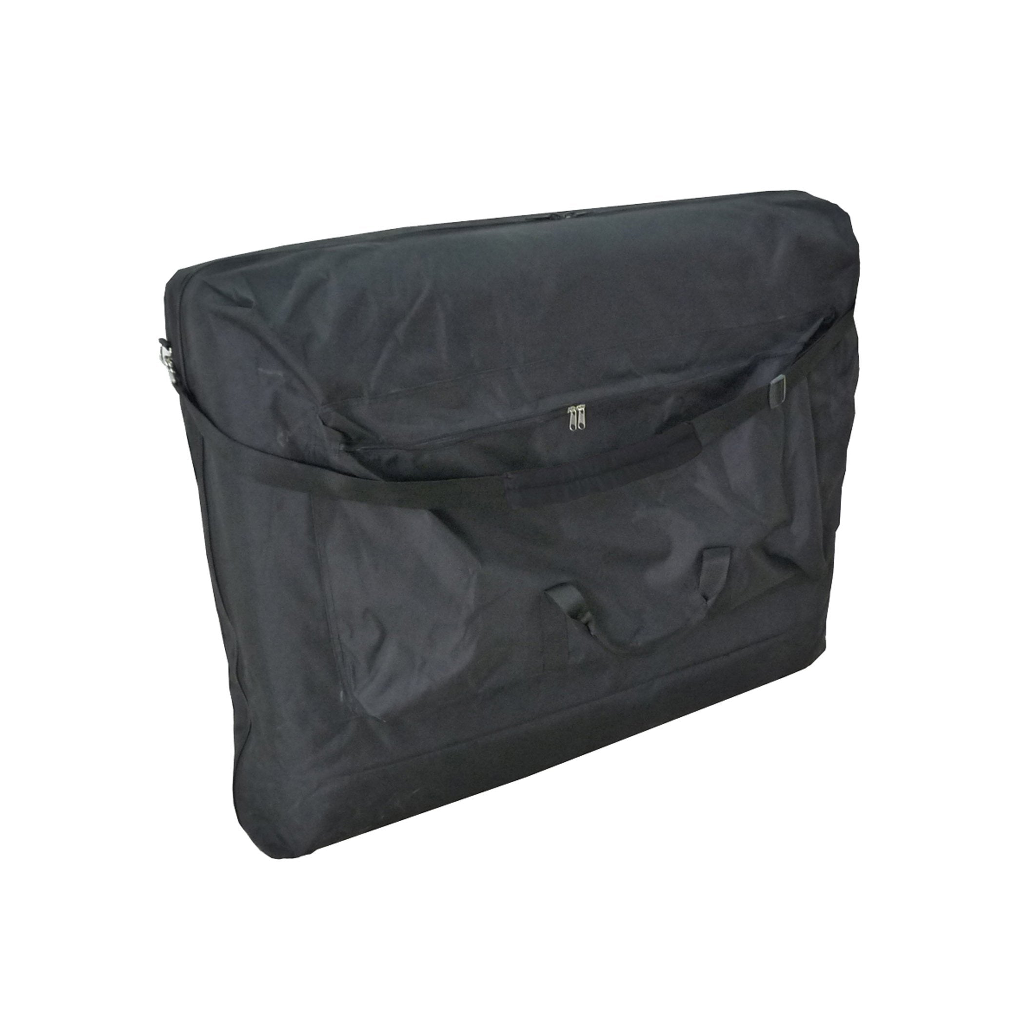 TouchAmerica carrying case for Portable MULTIPRO Massage Table, shown with handles on white.
