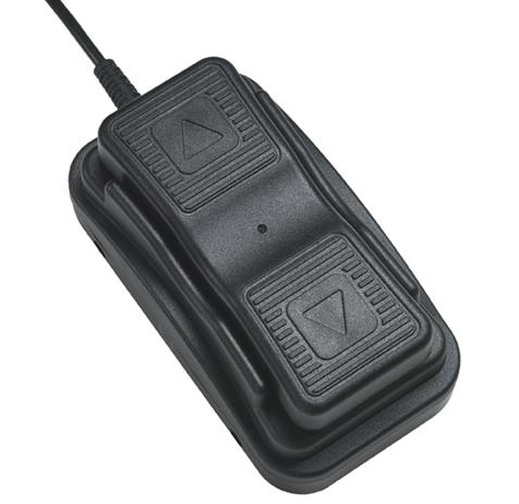 Nirvana Electric Massage Table black foot pedal with up/down arrows and attached cord.