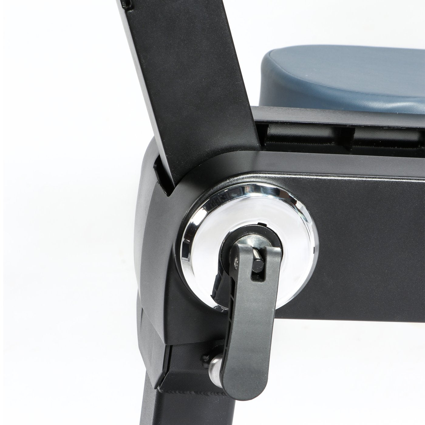 Close-up of an adjustment knob on the Master Massage Gymlane Portable Massage Chair, Royal Blue.