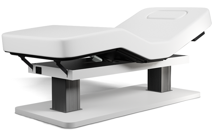 Oakworks Spa PALAS Table: adjustable, elevated headrest for exams and spa therapies.