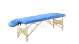 Master Massage SKYLINE portable table with wooden legs and face cradle, shown on white.