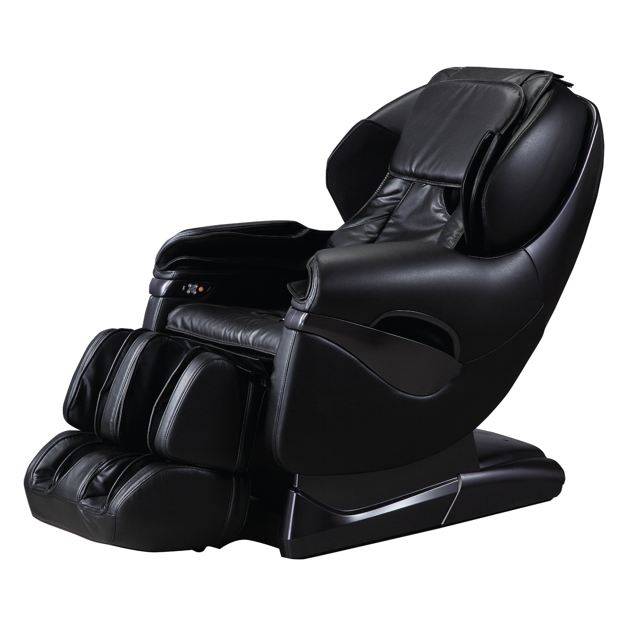 Osaki TP-8500 Massage Chair in black leather with zero gravity, padded headrest, and footrest.