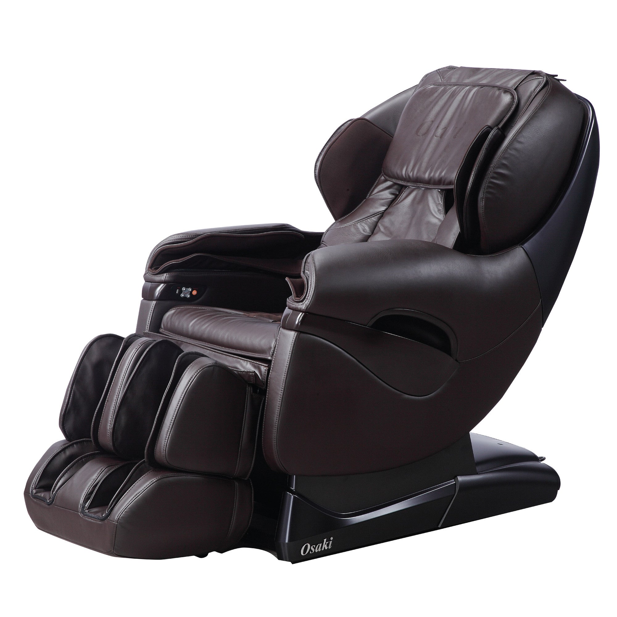 Osaki TP-8500 Massage Chair in dark brown with L track, footrest, and control panel.