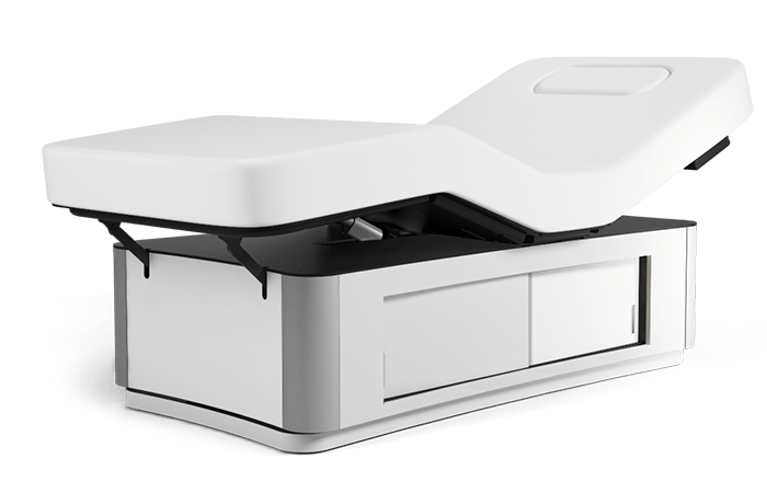 Oakworks Spa TALISE Table: padded, adjustable breast comfort, storage compartments.