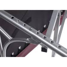 Close-up of Nirvana DHARMA SuperLite Massage Table frame with multiple adjustment holes.