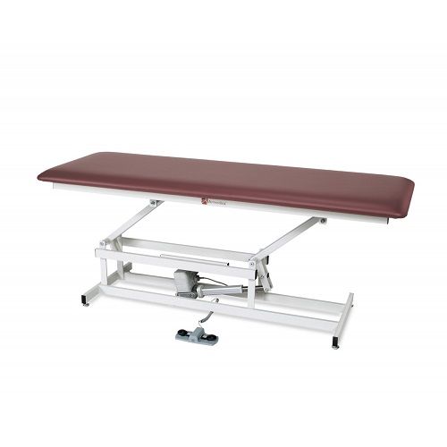 Armedica AM-100 table: maroon foam top, white frame, one-section, no casters.