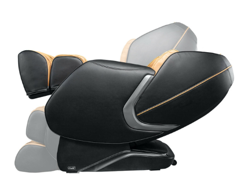 Osaki OS-ASTER Electric Massage Chair in black and tan shown at various angles on white background.