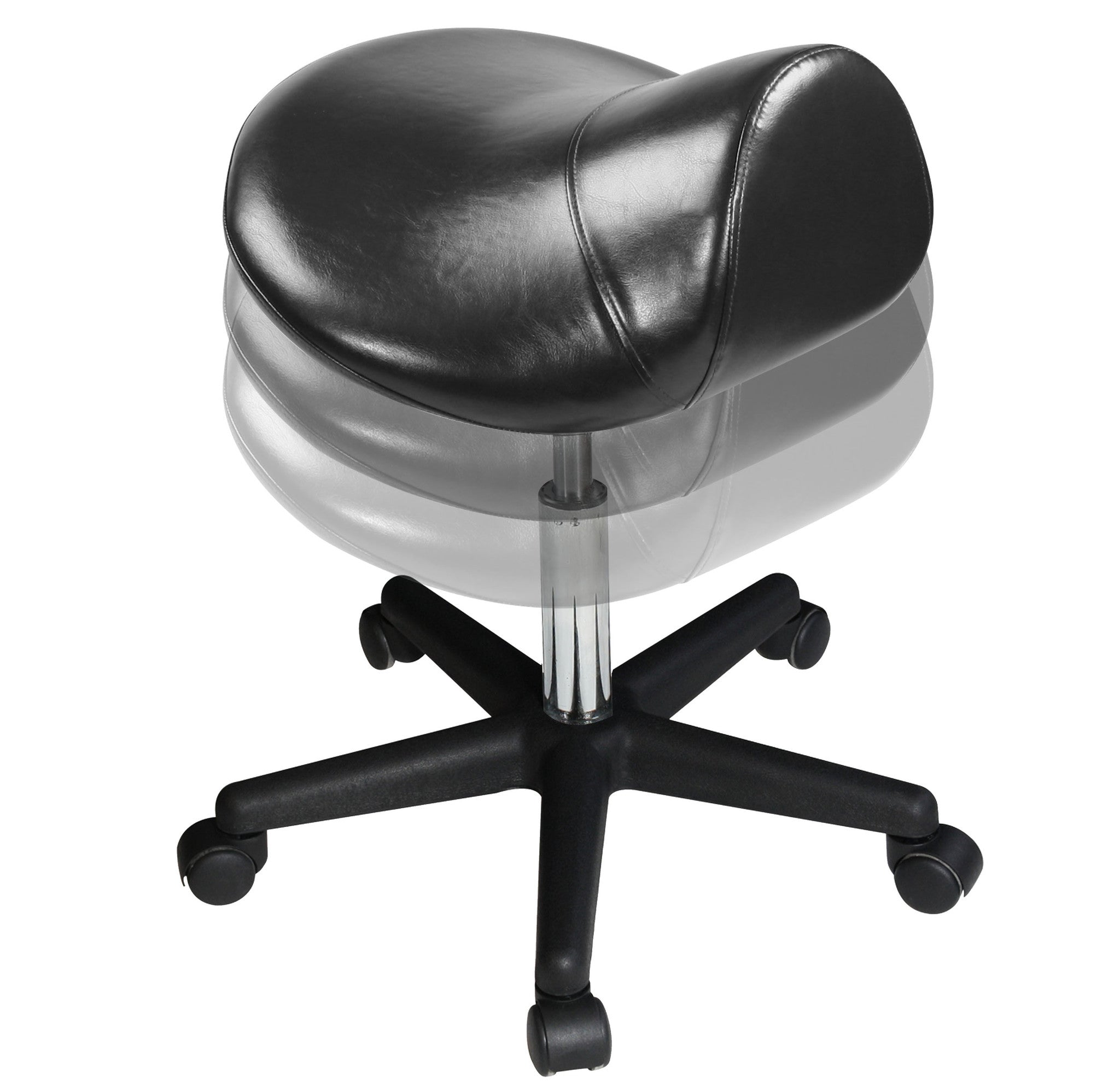 Master Massage SADDLE Stool Extra Large: ergonomic, wheeled, pneumatic lift, 2 height options.