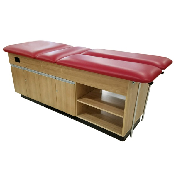 PHS Medical CAB-070 Treatment Cabinet with red top, shelves, and spacious storage underneath.