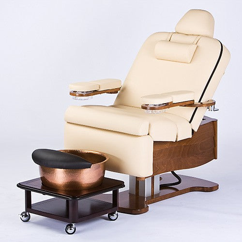 Living Earth Crafts CLOUD 9 Cuvee spa table with electric lift and copper basin.