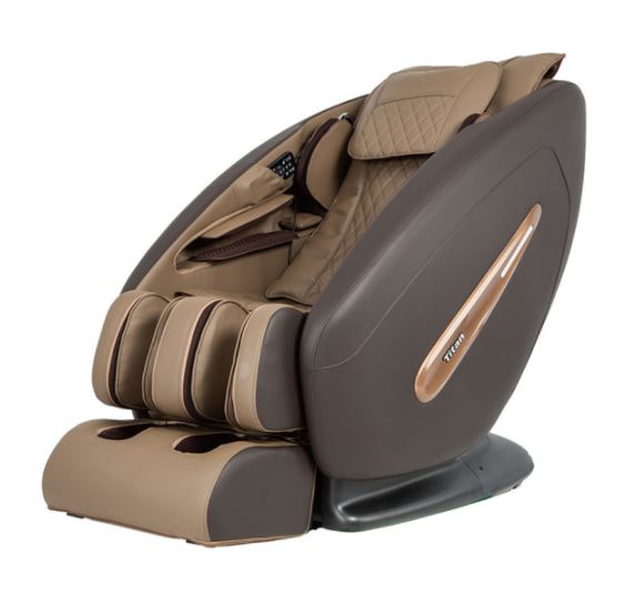 Titan PRO COMMANDER massage chair by Titan with 3D rollers, foot/leg rests, and remote control.
