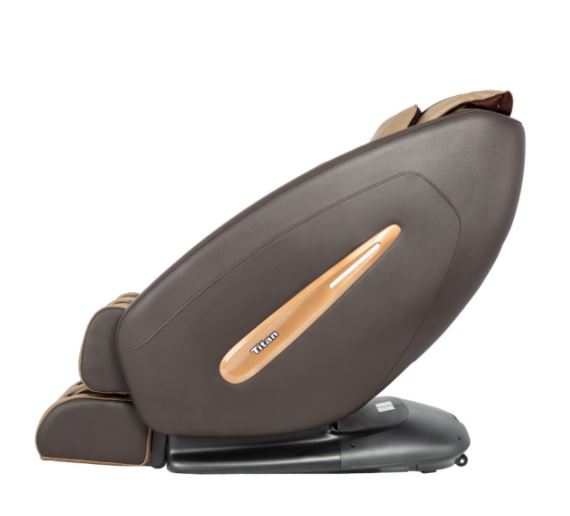 Titan PRO COMMANDER Electric Massage Chair by Titan with 3D rollers reclined on white background.